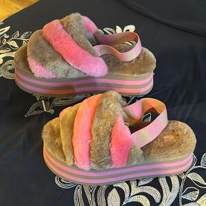 Ugg wedge furry sling back